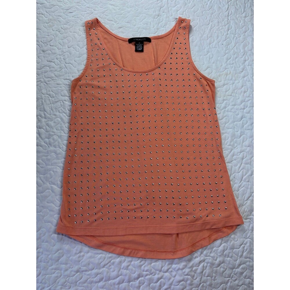 89th & Madison Peach Orange Silver Studded Tank Top Blouse size medium